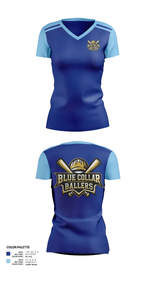 Womens Short Sleeve Vneck Shirt, Blue collar ballers, Softball, Teamtime, Team time, sublimation, custom sports apparel, team uniforms, spirit wear, spiritwear, sports uniforms, custom shirts, team store, custom team store, fundraiser sports, apparel fundraiser