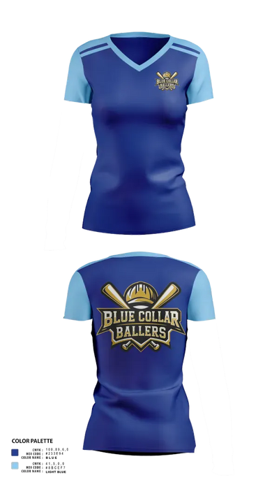 Blue collar ballers 92200108 Women's Short Sleeve V-neck Shirt - 21