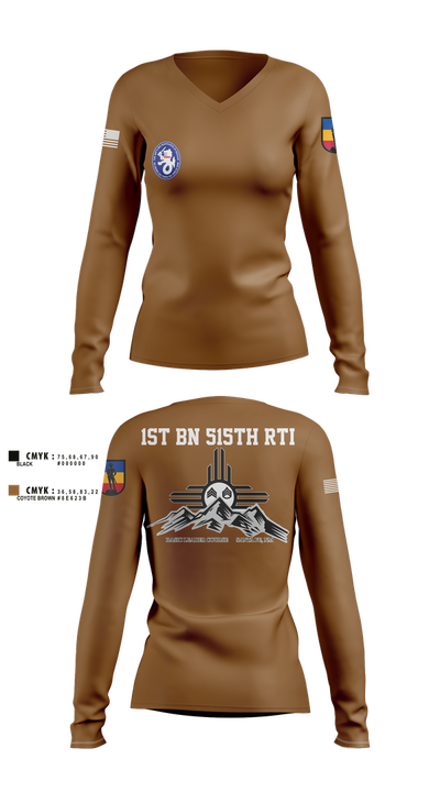 1st BN 515th RTI 17257625 Women's Long Sleeve V-neck Shirt - 5