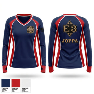 Womens Long Sleeve Vneck Shirt, Joppa Fire rescue, Fire Department, Teamtime, Team time, sublimation, custom sports apparel, team uniforms, spirit wear, spiritwear, sports uniforms, custom shirts, team store, custom team store, fundraiser sports, apparel fundraiser