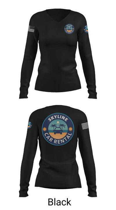 Skyline Car Rental 78356541 Women's Long Sleeve V-neck Shirt - 37