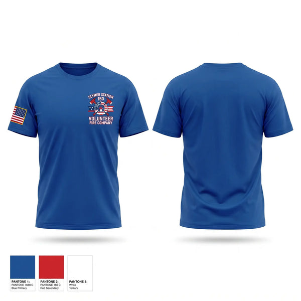 Old School Cotton Feel Shirt, Clymer Volunteer Fire Company #1, Fire Department, Teamtime, Team time, sublimation, custom sports apparel, team uniforms, spirit wear, spiritwear, sports uniforms, custom shirts, team store, custom team store, fundraiser sports, apparel fundraiser