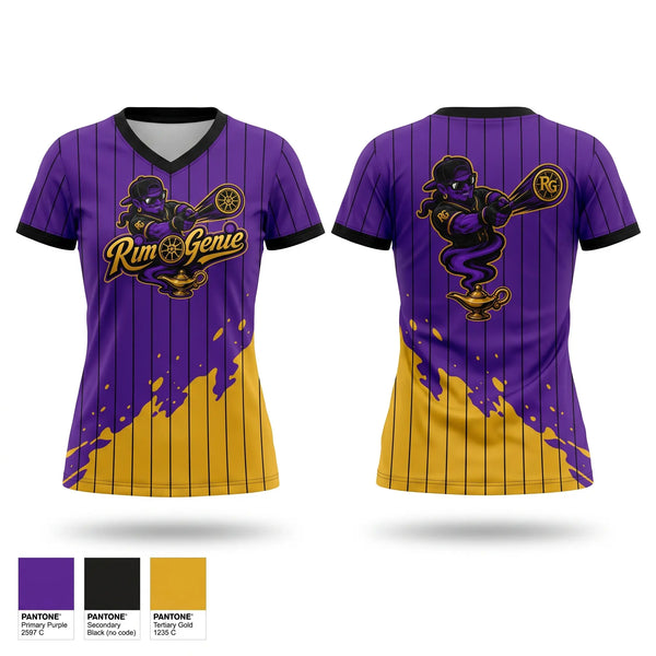 Womens Short Sleeve Vneck Shirt, Rim Genie, Softball, Teamtime, Team time, sublimation, custom sports apparel, team uniforms, spirit wear, spiritwear, sports uniforms, custom shirts, team store, custom team store, fundraiser sports, apparel fundraiser