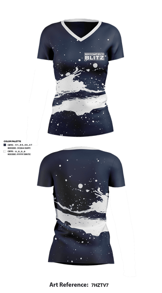 Womens Short Sleeve Vneck Shirt, Broomfield Blitz, , Teamtime, Team time, sublimation, custom sports apparel, team uniforms, spirit wear, spiritwear, sports uniforms, custom shirts, team store, custom team store, fundraiser sports, apparel fundraiser