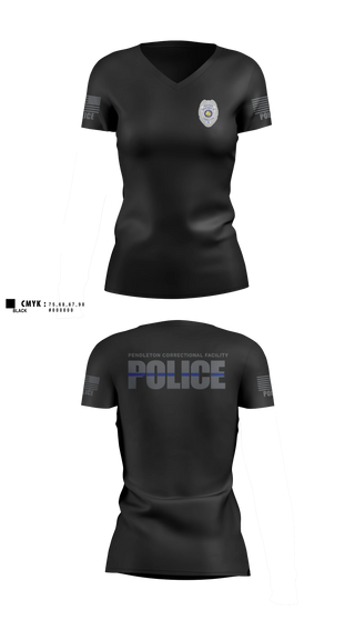 Womens Short Sleeve Vneck Shirt, Pendleton Correctional Facility, Police, Teamtime, Team time, sublimation, custom sports apparel, team uniforms, spirit wear, spiritwear, sports uniforms, custom shirts, team store, custom team store, fundraiser sports, apparel fundraiser
