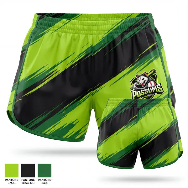 Womens Shorts, Possums, Baseball, Teamtime, Team time, sublimation, custom sports apparel, team uniforms, spirit wear, spiritwear, sports uniforms, custom shirts, team store, custom team store, fundraiser sports, apparel fundraiser