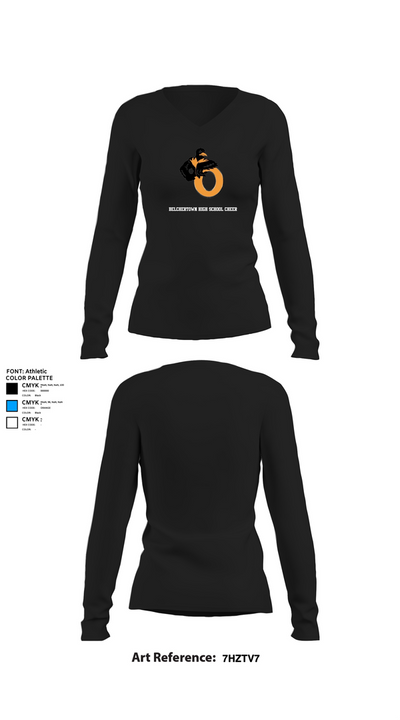 Belchertown High School Cheer 34252098 Women's Long Sleeve V-neck Shirt - 10