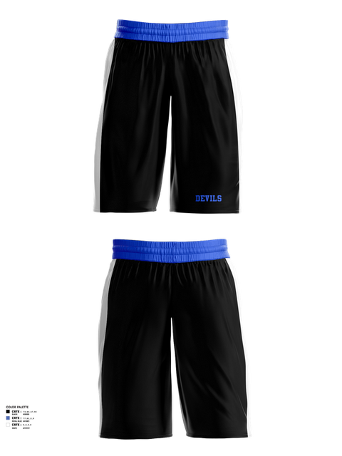 Mens Reversible Basketball Shorts, Devils, Men's Basketball, Teamtime, Team time, sublimation, custom sports apparel, team uniforms, spirit wear, spiritwear, sports uniforms, custom shirts, team store, custom team store, fundraiser sports, apparel fundraiser