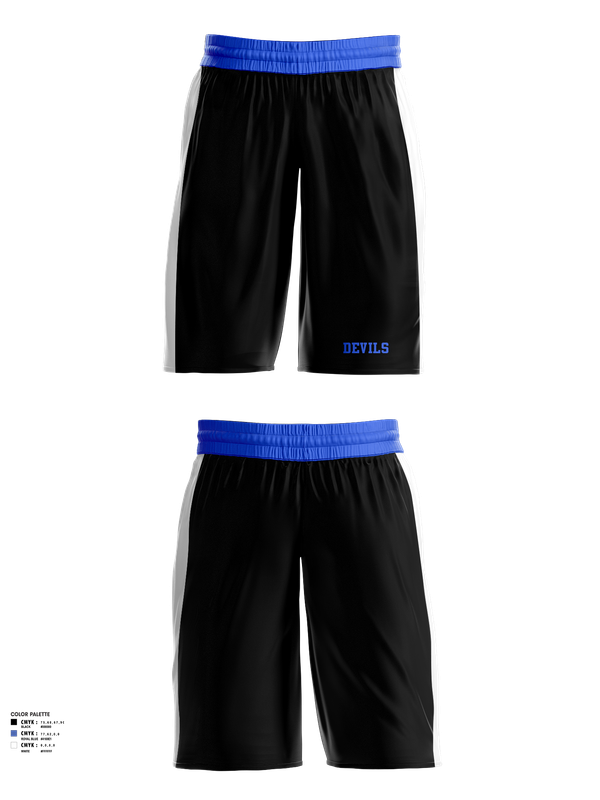 Mens Reversible Basketball Shorts, Devils, Men's Basketball, Teamtime, Team time, sublimation, custom sports apparel, team uniforms, spirit wear, spiritwear, sports uniforms, custom shirts, team store, custom team store, fundraiser sports, apparel fundraiser