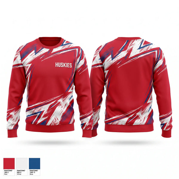 Crew Neck Sweatshirt, Huskies, Men's Basketball, Teamtime, Team time, sublimation, custom sports apparel, team uniforms, spirit wear, spiritwear, sports uniforms, custom shirts, team store, custom team store, fundraiser sports, apparel fundraiser