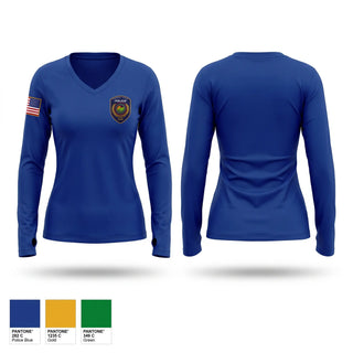 Womens Long Sleeve Vneck Shirt, FOREST PARK POLICE, Police, Teamtime, Team time, sublimation, custom sports apparel, team uniforms, spirit wear, spiritwear, sports uniforms, custom shirts, team store, custom team store, fundraiser sports, apparel fundraiser