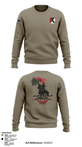 Crew Neck Sweatshirt, 58th CEC-A, Army, Teamtime, Team time, sublimation, custom sports apparel, team uniforms, spirit wear, spiritwear, sports uniforms, custom shirts, team store, custom team store, fundraiser sports, apparel fundraiser