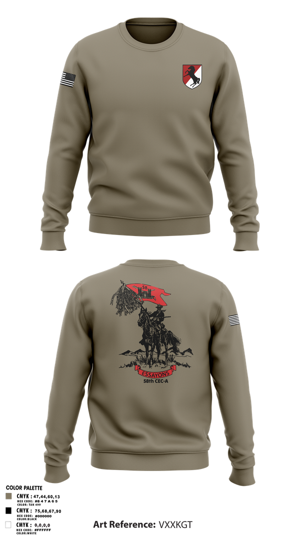 Crew Neck Sweatshirt, 58th CEC-A, Army, Teamtime, Team time, sublimation, custom sports apparel, team uniforms, spirit wear, spiritwear, sports uniforms, custom shirts, team store, custom team store, fundraiser sports, apparel fundraiser