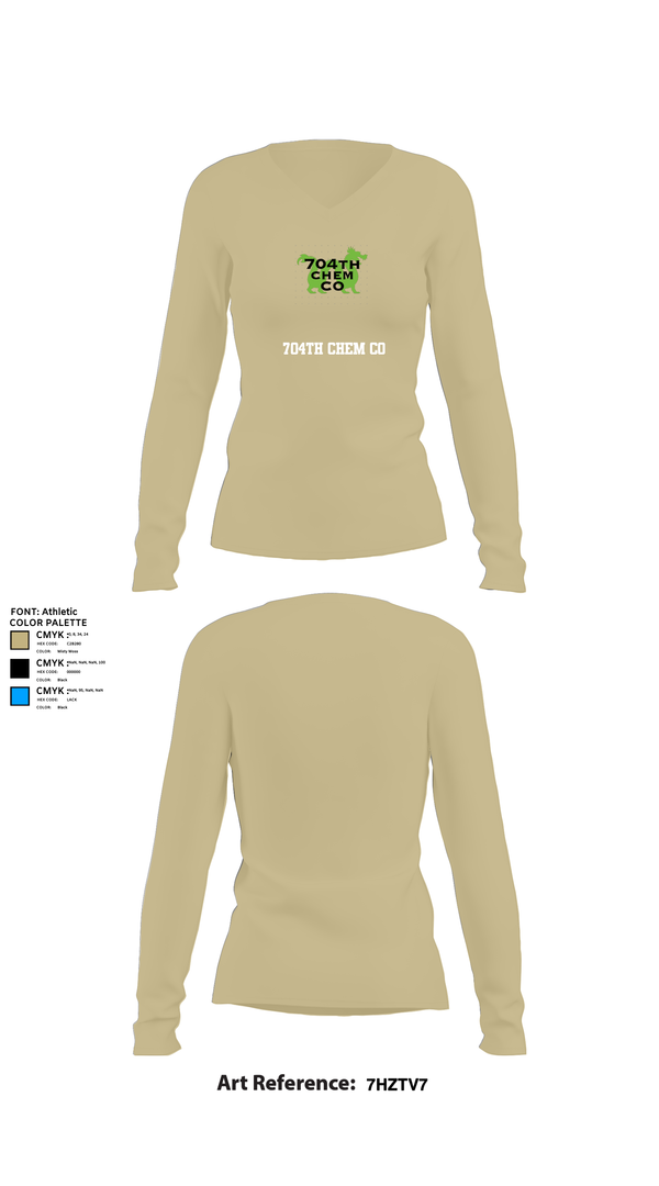 Womens Long Sleeve Vneck Shirt, 704th Chem Co, , Teamtime, Team time, sublimation, custom sports apparel, team uniforms, spirit wear, spiritwear, sports uniforms, custom shirts, team store, custom team store, fundraiser sports, apparel fundraiser
