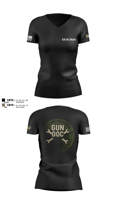 ARMT 1-320th Field Artillery 11716991 Women's Short Sleeve V-neck Shirt - 1