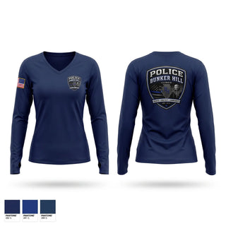 Womens Long Sleeve Vneck Shirt, Bunker Hill Police, Police, Teamtime, Team time, sublimation, custom sports apparel, team uniforms, spirit wear, spiritwear, sports uniforms, custom shirts, team store, custom team store, fundraiser sports, apparel fundraiser