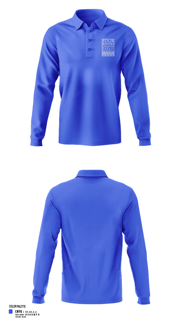 Long Sleeve Performance Polo, Four Rivers, Cross Country, Teamtime, Team time, sublimation, custom sports apparel, team uniforms, spirit wear, spiritwear, sports uniforms, custom shirts, team store, custom team store, fundraiser sports, apparel fundraiser