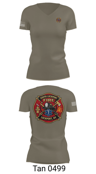 Womens Short Sleeve Vneck Shirt, South Lockport Fire Company, Fire Department, Teamtime, Team time, sublimation, custom sports apparel, team uniforms, spirit wear, spiritwear, sports uniforms, custom shirts, team store, custom team store, fundraiser sports, apparel fundraiser