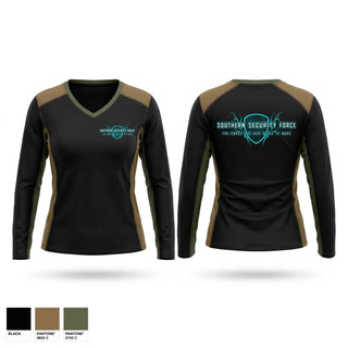 Womens Long Sleeve Vneck Shirt, Southern Security Force, , Teamtime, Team time, sublimation, custom sports apparel, team uniforms, spirit wear, spiritwear, sports uniforms, custom shirts, team store, custom team store, fundraiser sports, apparel fundraiser