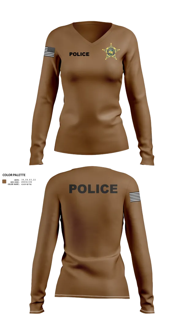 Womens Long Sleeve Vneck Shirt, St. Joseph County Police Department, , Teamtime, Team time, sublimation, custom sports apparel, team uniforms, spirit wear, spiritwear, sports uniforms, custom shirts, team store, custom team store, fundraiser sports, apparel fundraiser