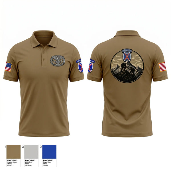 Short Sleeve Performance Polo, 10th Mountain Division, Army, Teamtime, Team time, sublimation, custom sports apparel, team uniforms, spirit wear, spiritwear, sports uniforms, custom shirts, team store, custom team store, fundraiser sports, apparel fundraiser