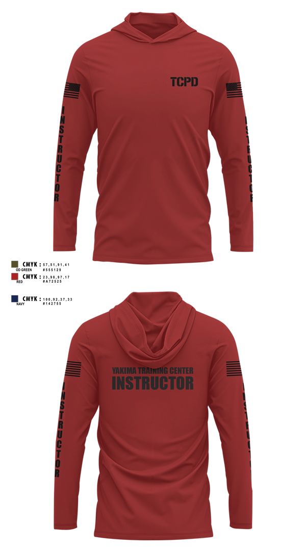 Long Sleeve hooded sunshirt, Yakima Training Center Police Department, Police, Teamtime, Team time, sublimation, custom sports apparel, team uniforms, spirit wear, spiritwear, sports uniforms, custom shirts, team store, custom team store, fundraiser sports, apparel fundraiser