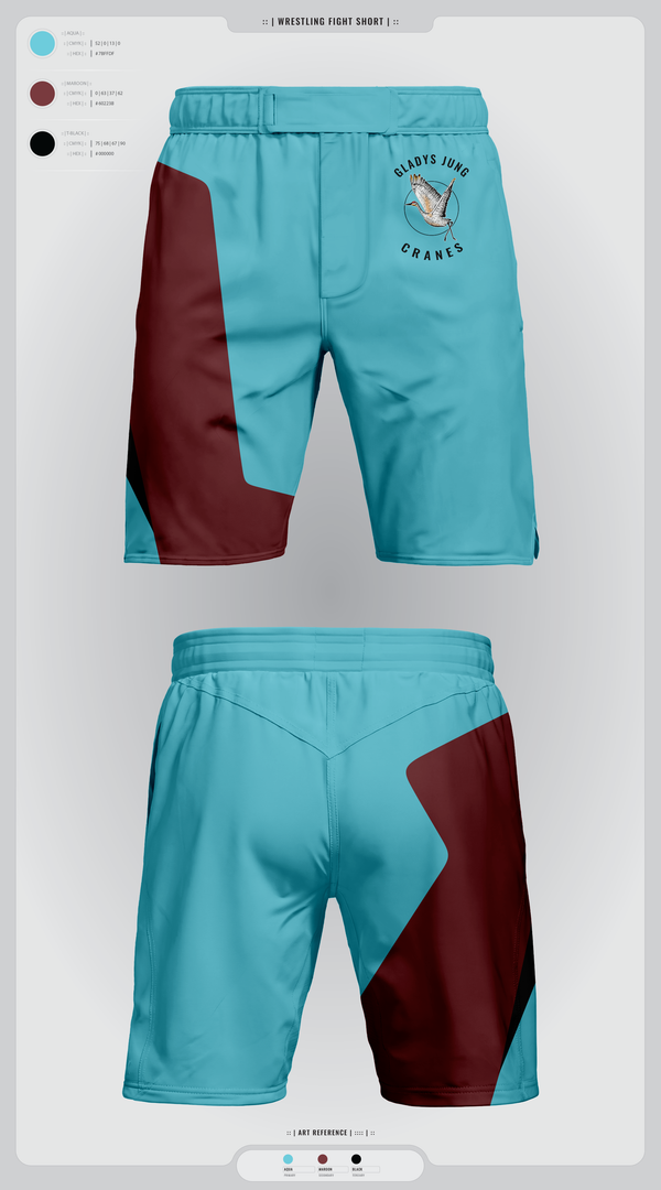 Fight Shorts, Cranes, Spirit Store, Teamtime, Team time, sublimation, custom sports apparel, team uniforms, spirit wear, spiritwear, sports uniforms, custom shirts, team store, custom team store, fundraiser sports, apparel fundraiser