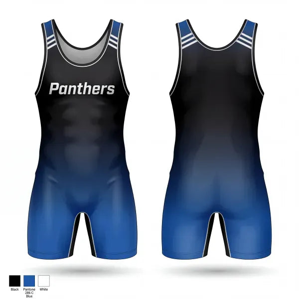 Wrestling Singlet, Panthers, Wrestling, Teamtime, Team time, sublimation, custom sports apparel, team uniforms, spirit wear, spiritwear, sports uniforms, custom shirts, team store, custom team store, fundraiser sports, apparel fundraiser