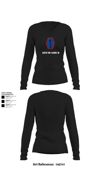 Womens Long Sleeve Vneck Shirt, 100th BN 442nd IN, , Teamtime, Team time, sublimation, custom sports apparel, team uniforms, spirit wear, spiritwear, sports uniforms, custom shirts, team store, custom team store, fundraiser sports, apparel fundraiser