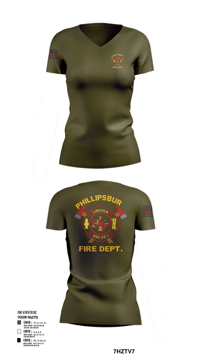 PHILLIPSBURG FIRE DEPARTMENT 39354124 Women's Short Sleeve V-neck Shirt - 102