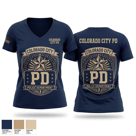 Womens Short Sleeve Vneck Shirt, Colorado City PD, Police, Teamtime, Team time, sublimation, custom sports apparel, team uniforms, spirit wear, spiritwear, sports uniforms, custom shirts, team store, custom team store, fundraiser sports, apparel fundraiser