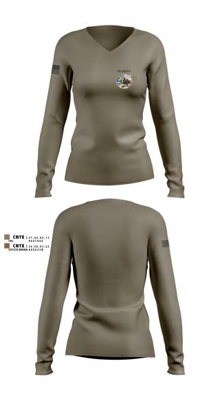 Womens Long Sleeve Vneck Shirt, Seabees, Navy, Teamtime, Team time, sublimation, custom sports apparel, team uniforms, spirit wear, spiritwear, sports uniforms, custom shirts, team store, custom team store, fundraiser sports, apparel fundraiser