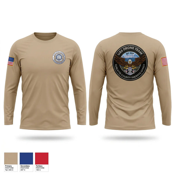 Long Sleeve Performance Shirt, Sublette County Sheriff's Office Drone Unit, Police, Teamtime, Team time, sublimation, custom sports apparel, team uniforms, spirit wear, spiritwear, sports uniforms, custom shirts, team store, custom team store, fundraiser sports, apparel fundraiser