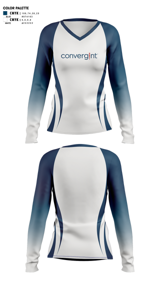 Womens Long Sleeve Vneck Shirt, Convergint Pelotonia, Cycling, Teamtime, Team time, sublimation, custom sports apparel, team uniforms, spirit wear, spiritwear, sports uniforms, custom shirts, team store, custom team store, fundraiser sports, apparel fundraiser