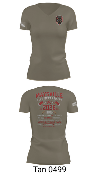 Womens Short Sleeve Vneck Shirt, Maysville Fire Department, Fire Department, Teamtime, Team time, sublimation, custom sports apparel, team uniforms, spirit wear, spiritwear, sports uniforms, custom shirts, team store, custom team store, fundraiser sports, apparel fundraiser