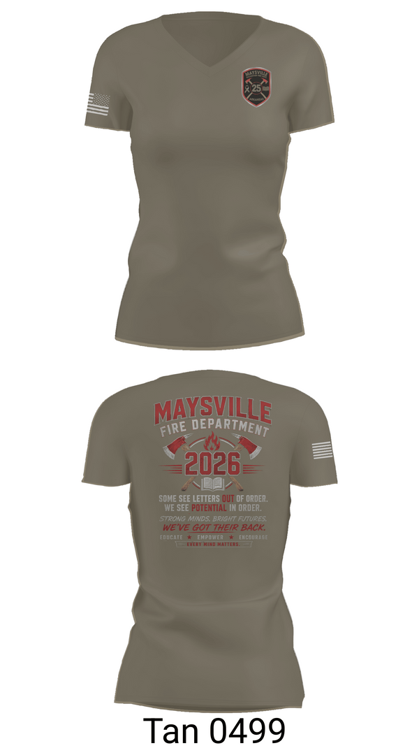 Womens Short Sleeve Vneck Shirt, Maysville Fire Department, Fire Department, Teamtime, Team time, sublimation, custom sports apparel, team uniforms, spirit wear, spiritwear, sports uniforms, custom shirts, team store, custom team store, fundraiser sports, apparel fundraiser