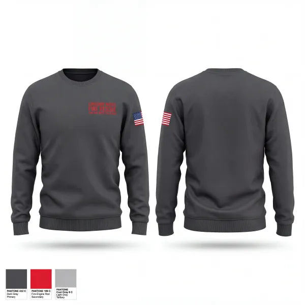 Crew Neck Sweatshirt, Longshop McCoy Fire Rescue, Fire Department, Teamtime, Team time, sublimation, custom sports apparel, team uniforms, spirit wear, spiritwear, sports uniforms, custom shirts, team store, custom team store, fundraiser sports, apparel fundraiser