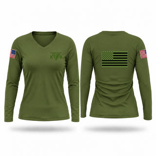 Womens Long Sleeve Vneck Shirt, NJSP Canine Training & Response Unit, Police, Teamtime, Team time, sublimation, custom sports apparel, team uniforms, spirit wear, spiritwear, sports uniforms, custom shirts, team store, custom team store, fundraiser sports, apparel fundraiser