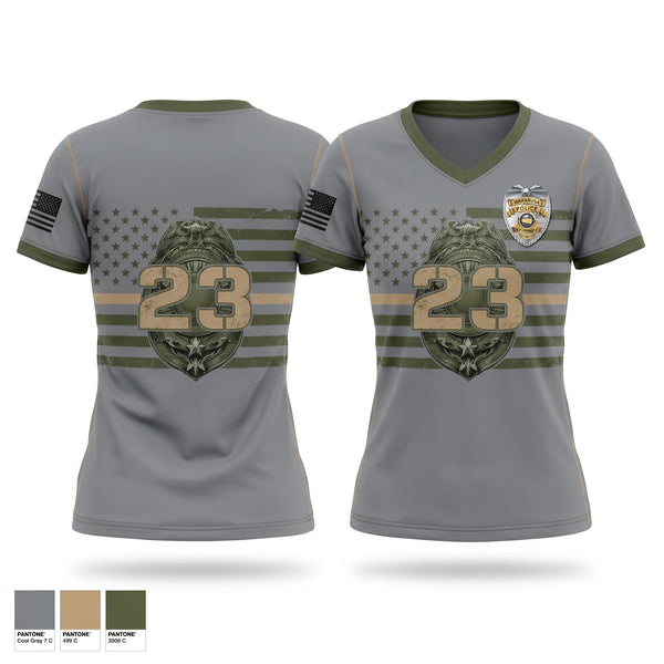 Womens Short Sleeve Vneck Shirt, Wakarusa, Police, Teamtime, Team time, sublimation, custom sports apparel, team uniforms, spirit wear, spiritwear, sports uniforms, custom shirts, team store, custom team store, fundraiser sports, apparel fundraiser
