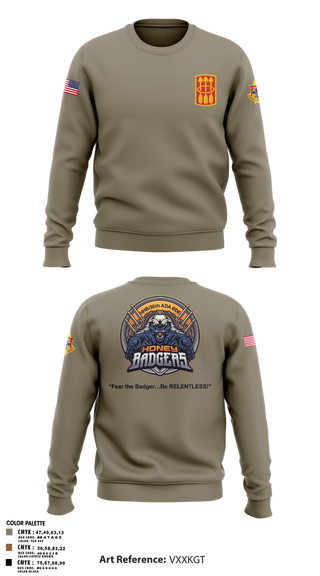 Crew Neck Sweatshirt, Honey Badgers / 30X, Army, Teamtime, Team time, sublimation, custom sports apparel, team uniforms, spirit wear, spiritwear, sports uniforms, custom shirts, team store, custom team store, fundraiser sports, apparel fundraiser