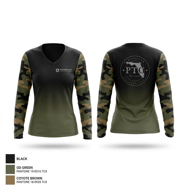 Womens Long Sleeve Vneck Shirt, Parabellum Training Group, , Teamtime, Team time, sublimation, custom sports apparel, team uniforms, spirit wear, spiritwear, sports uniforms, custom shirts, team store, custom team store, fundraiser sports, apparel fundraiser