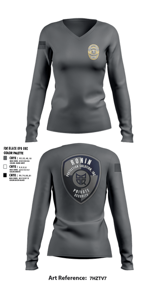 Womens Long Sleeve Vneck Shirt, Ronin Protection Solutions Inc., , Teamtime, Team time, sublimation, custom sports apparel, team uniforms, spirit wear, spiritwear, sports uniforms, custom shirts, team store, custom team store, fundraiser sports, apparel fundraiser