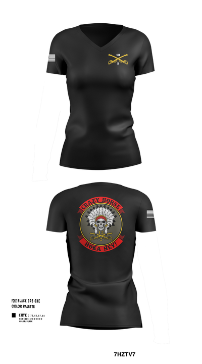 C TROOP 2/13 CAV 77339445 Women's Short Sleeve V-neck Shirt - 1