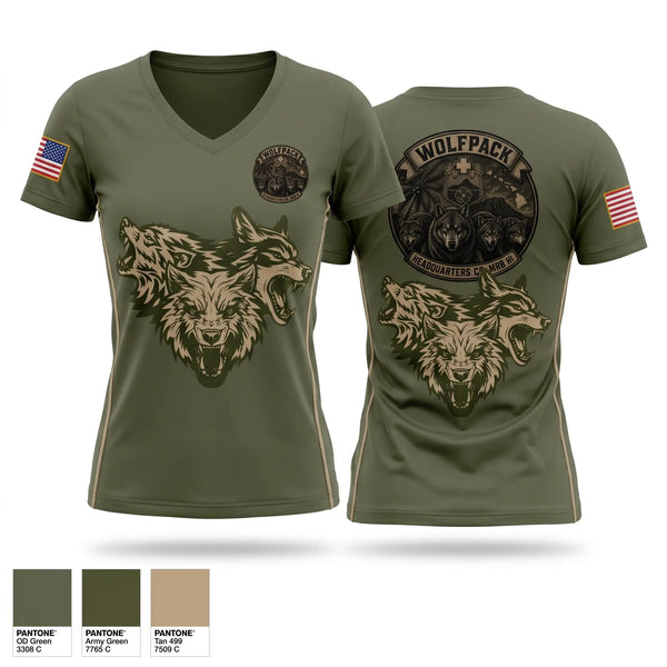 Womens Short Sleeve Vneck Shirt, Headquarters Company, MRB HI, Army, Teamtime, Team time, sublimation, custom sports apparel, team uniforms, spirit wear, spiritwear, sports uniforms, custom shirts, team store, custom team store, fundraiser sports, apparel fundraiser