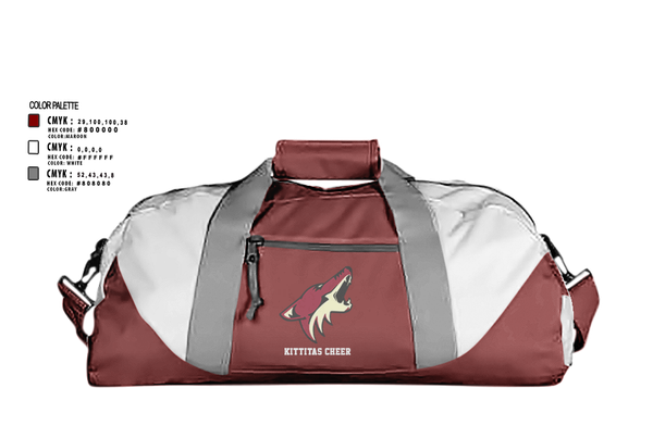 Duffle Bag, Kittitas Cheer, Cheer, Teamtime, Team time, sublimation, custom sports apparel, team uniforms, spirit wear, spiritwear, sports uniforms, custom shirts, team store, custom team store, fundraiser sports, apparel fundraiser