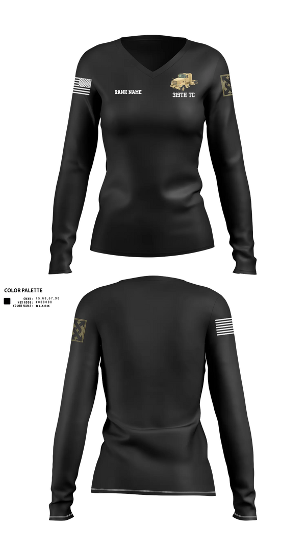 Womens Long Sleeve Vneck Shirt, 319th TC, , Teamtime, Team time, sublimation, custom sports apparel, team uniforms, spirit wear, spiritwear, sports uniforms, custom shirts, team store, custom team store, fundraiser sports, apparel fundraiser