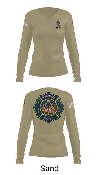 Womens Long Sleeve Vneck Shirt, Guernsey Fire & Rescue, , Teamtime, Team time, sublimation, custom sports apparel, team uniforms, spirit wear, spiritwear, sports uniforms, custom shirts, team store, custom team store, fundraiser sports, apparel fundraiser