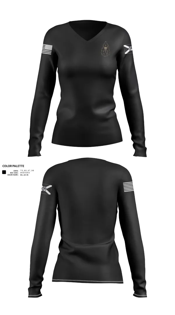 Womens Long Sleeve Vneck Shirt, FLB, Army, Teamtime, Team time, sublimation, custom sports apparel, team uniforms, spirit wear, spiritwear, sports uniforms, custom shirts, team store, custom team store, fundraiser sports, apparel fundraiser