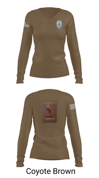 Womens Long Sleeve Vneck Shirt, Uss Carter Hall, , Teamtime, Team time, sublimation, custom sports apparel, team uniforms, spirit wear, spiritwear, sports uniforms, custom shirts, team store, custom team store, fundraiser sports, apparel fundraiser
