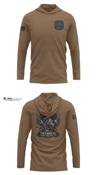 Long Sleeve Performance Shirt with hood, 62 FMT, Army, Teamtime, Team time, sublimation, custom sports apparel, team uniforms, spirit wear, spiritwear, sports uniforms, custom shirts, team store, custom team store, fundraiser sports, apparel fundraiser